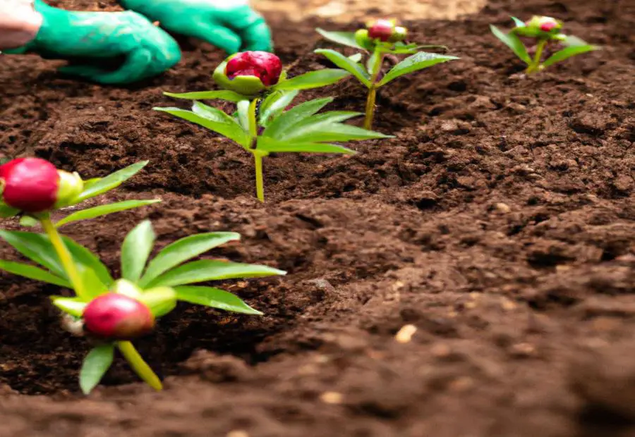 Planting peonies in the spring 